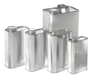 0.5L -5L Fスタイルペイント缶長方形金属ブリキ長方形ブリキ缶1L金属溶剤フラスコ缶プレーンホワイトイノパック