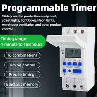 Minuteur électronique programmable AHC15 hebdomadaire 24 heures AC110V 220V DC 12V 24V sur rail DIN avec écran LCD