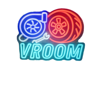 VROOM Enseigne au néon pour amoureux de la voiture Applique murale LED avec design turbo et pneu, alimenté par USB, décor de <span class=keywords><strong>garage</strong></span> à intensité variable pour Man Cave - Product Image 1