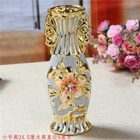 Vases à fleurs en céramique dorée rétro pour la décoration de la maison, vente directe d'usine de haute qualité, vase de table pour le salon, mariage