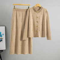 Nouvel ensemble tricoté décontracté automne 2026 pour femme – Cardigan et pantalon ample pour l'automne-hiver – Tenues en maille pour femme