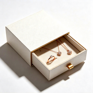 FX Handmade Luxury White <b>Jewelry</b> <b>Gift</b> <b>Box</b> Packaging Gold Stamping Valentine's Day Drawer <b>Box</b> With Custom logo - Product Image 1