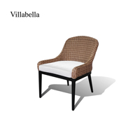 Chaise de jardin moderne en rotin tressé avec structure en aluminium, mobilier de patio, chaise de bistrot résistante aux intempéries et aux UV