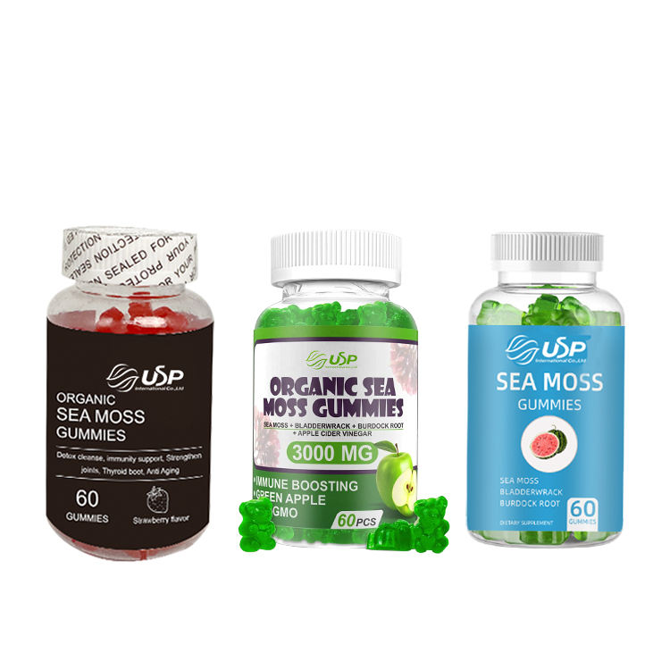 Private Label Vegan Organic Vitamin Minerals Detox Improve Immune Energy Seamoss Sea Moss Gummies With Bladderwrack Burdock