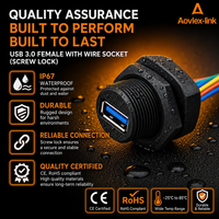 Conector USB 3.0 Hembra con Cable, Montaje en Panel con Bloqueo de Tornillo Personalizado, 5Gbps, Blindado EMI, Impermeable IP67