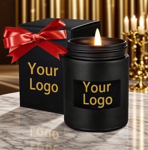 Bougie parfumée en cire de soja dans un bocal en verre noir de luxe, finition mate, style moderne minimaliste pour une esthétique sombre, décoration d'intérieur, cadeau de luxe - Product Image 6