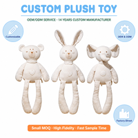 Peluche apaisante pour bébé, ours, lapin, éléphant, jouet en peluche, compagnon de sommeil, doudou personnalisé pour bébé, rembourrage en coton PP, unisexe, OEM