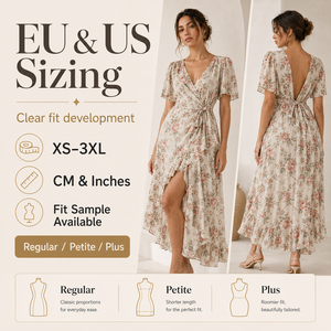 <span class=keywords><strong>Robe</strong></span> en viscose à imprimé floral personnalisé pour le marché UE/US, échantillon de qualité AQL 1.25, livraison en 3-7 jours, MOQ 50, robes mi-longues haut de gamme, OEM - Product Image 4