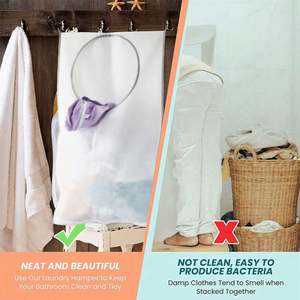 Best Choice Hanging Laundry Hamper <b>Bag</b> with Free Adjustable Stainless Steel Door <b>Suction</b> Cup Hooks - Product Image 4