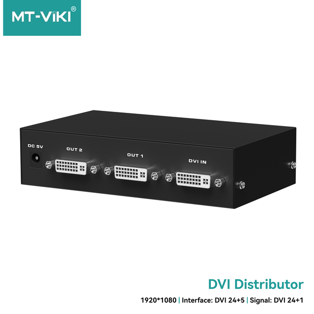 30M 165Mhz 1X2 Dvi Splitter Multiple Video Display Support 1920*1080P 1 Input 2 Output Dvi Distribution