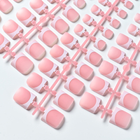 150 faux ongles de pieds carrés courts classiques français à presser, rose et blanc, préformés, réutilisables pour femmes