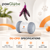 Jouet interactif pour chat, roue roulante intelligente avec plume et son, évitement automatique des obstacles pour chats d'intérieur et chatons
