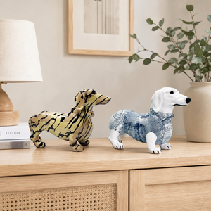 Estatua de Perro Dachshund con Rayas de Tigre, Impresión por Transferencia de Agua, Escultura de Resina, Arte Pop, Adorno para Mascotas, Decoración para Sala de Estar, Escritorio, Hogar - Product Image 3