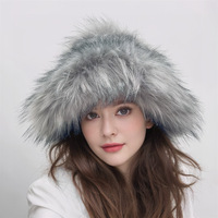 Topi Nelayan Lebar Berpinggiran Tebal untuk Musim Dingin/Gugur, dengan Bulu Imitasi Tebal, Warna Solid, Bulu Lembut, Model Bucket