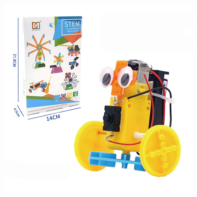 Kids DIY Robot Aircraft Kit Customizable Cartoon Plastic Electric Science Engineering Toy Remote Control Educational STEM Toy