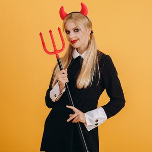 Pafu Halloween Cosplay fiesta Trident tenedor Prop Horror Red Devils cuernos diadema y Pitchfork Trident Demon Kits Set - Product Image 4