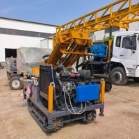 Petite foreuse portative sur chenilles montée sur remorque, avec trépan en carbure pour puits d'eau en roche dure de 300 m, moteur diesel 65 kW