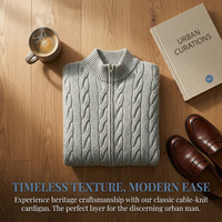 Maßgeschneiderter Herren-Strickcardigan im Antik-Stil mit Geldmuster aus Wolle/Viskose – OEM-Hersteller für Eigenmarken, Herbstkollektion