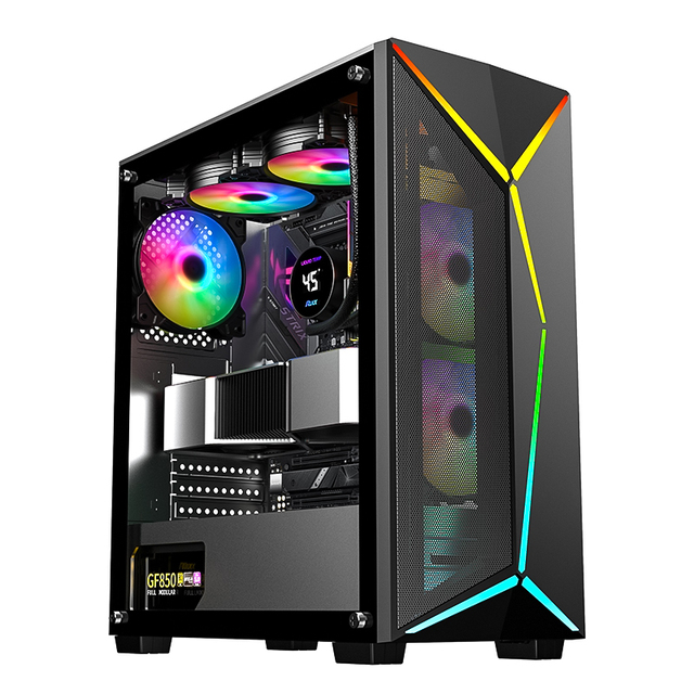 SPCC Tempered Glass Mid Tower ATX ITX MATX Gaming PC Case with RGB Fans LED ARGB Strip Metal Mesh Custom Desk Case