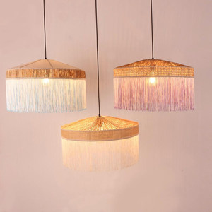 Minimalist Design Rattan Raffia Chandelier Round Pendant <b>Light</b> For Living Room <b>Dining</b> Room Bar Soft Furnishings Showroom - Product Image 2