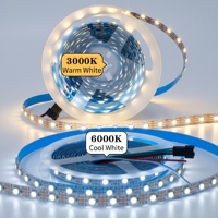 Bande LED blanche monocouleur WS2815 12V, ruban lumineux flexible pour applications résidentielles et commerciales
