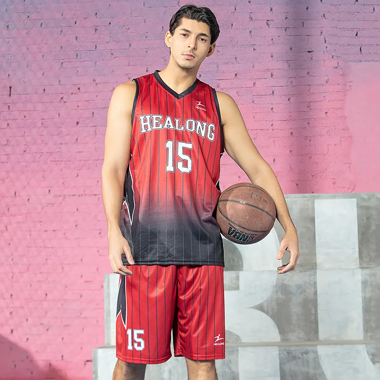 Healong مخصص التمويه كرة السلة جيرسي تصميم بنفسك أزياء لممارسة الرياضة كرة السلة