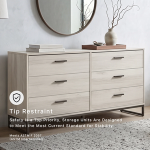 <span class=keywords><strong>Commode</strong></span> à 6 tiroirs avec base en <span class=keywords><strong>métal</strong></span> <span class=keywords><strong>noir</strong></span>, finition <span class=keywords><strong>bois</strong></span> clair, large <span class=keywords><strong>commode</strong></span> à tiroirs, fournisseur de mobilier pour projets, logo personnalisé - Product Image 6