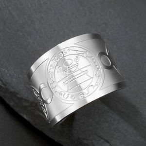 Myshape riqueza fortuna amuleto Kabbalah anillo ajustable hombres Salomón sello secreto anillo de dedo joyería de acero inoxidable impermeable - Product Image 1