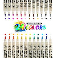 Ensemble de marqueurs acryliques 12/24/48 couleurs, pointes fines, stylos permanents pour enfants et adultes, pour peindre sur vêtements, pneus, métal, plastique, toile