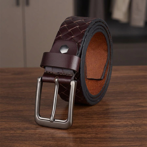 Ceinture de fête personnalisée en cuir de vachette massif de haute qualité avec boucle carrée, finition polie, durable, écologique, en cuir naturel exclusif et acier - Product Image 1