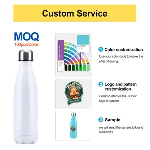 Insulated Water Bottle Customised Logo Double Wall Stainless Steel Sublimation Cola Shape Thermal Sports Insulated Water Bottles