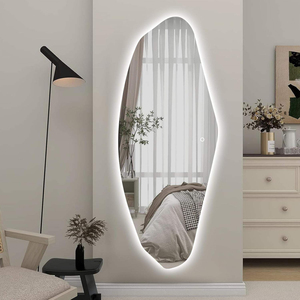 Miroir de salle de bain LED pleine longueur, mural, moderne, sans cadre, avec interrupteur tactile et fonction anti-buée, personnalisable pour salon - Product Image 5