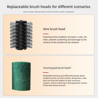 Brosse à gril sans fil rechargeable en acier inoxydable, nettoyeur électrique pour grilles de barbecue extérieures