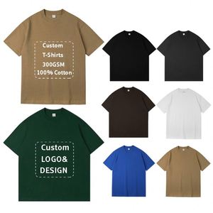 T-shirt unisexe surdimensionné et court en coton 100% pour homme, 300 GSM, respirant, coupe ample à épaules tombantes, avec impression sérigraphique personnalisée - Product Image 1