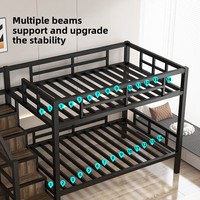 Cama Alta Metálica Moderna Tamaño Queen con Escalera y Armario para Dormitorios, Hoteles, Apartamentos - Nuevo Diseño