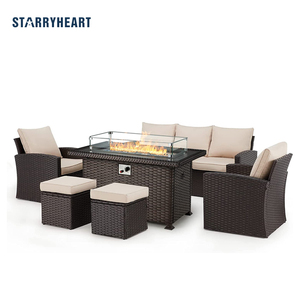 Bộ ghế sofa ngoài trời bằng mây nhựa STARRYHEART, bộ bàn ghế sân vườn với hố lửa - Product Image 1