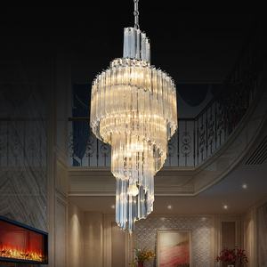 Grand lustre en cristal de campagne française Gouttes de pluie Design duplex pour cage d'escalier et salon Décoration de plafond Style villa - Product Image 1