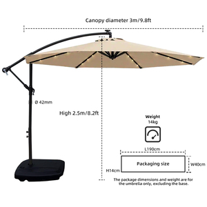 Parasol de patio à bras articulé à énergie solaire de haute qualité commercial de 10 pieds avec inclinaison réglable Parasol de jardin - Product Image 6