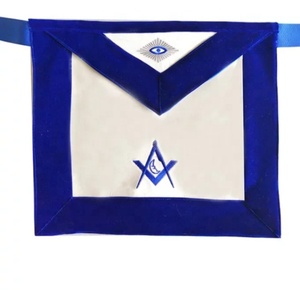 Tissu de tablier rouge de robe complète maçonnique de logo personnalisé avec les techniques brodées et l'insigne cousu de décoration perlée - Product Image 6