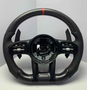 Volant en suède avec bande supérieure noire brillante en fibre de carbone et palettes de changement de vitesse pour Mercedes Benz Classe S C <span class=keywords><strong>C63s</strong></span> C55 GLA45 AMG - Product Image 2