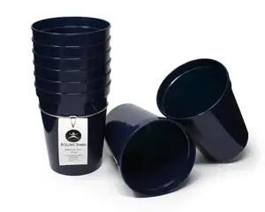 16 Ounce Reusable Plastic Stadium Cups Black, 8 Pack, Made in USA, BPA-Free Dishwasher Safe Plastic Tumblers