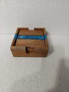 Juego de Posavasos de Madera Hechos a Mano con Incrustaciones de Resina, Forma Irregular, Decoración Moderna para Mesa - Product Image 5
