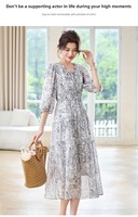 Nouvelle Robe Longue Imprimée Florale Vintage Anti-statique en Soie de Mûrier et Fibre de Viscose 100% avec Col Rond et Taille Ample – Collection Printemps-Été 2026