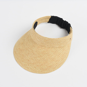 Sol de playa de paja de verano con banda de protección UV y banda elástica, sombrero de copa vacío - Product Image 4