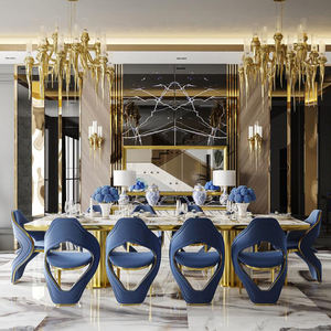 Sedia da Pranzo Moderna di Lusso in Velluto con <span class=keywords><strong>Gambe</strong></span> in Acciaio Inox Dorato <span class=keywords><strong>Poltrona</strong></span> Decorativa per Casa/Hotel/Ristorante/Emirati Arabi Uniti/Italia - Product Image 4