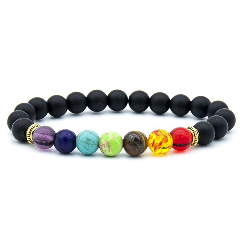 Bracelet arc-en-ciel noir mat