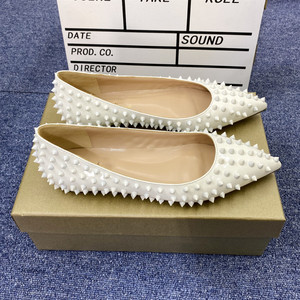 Hot 12cm Rivets White Fashion <b>Pointed</b> <b>Toe</b> Party Pumps Stilettos Shoes Women Sexy High Heels - Product Image 2