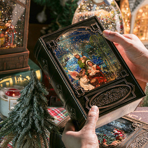 Dropshipping Shopify Christmas <b>Book</b> Church Snowfall Music <b>Box</b> Snow Globe Angel House Wholesale Gift Decor - Product Image 4