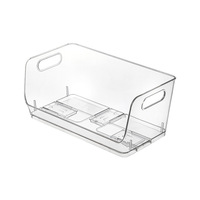 Boîte de rangement empilable en PET transparent OEM, 4 tailles, pour armoire de cuisine, avec poignée intégrée