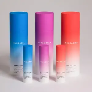 Custom Skincare paper cosmetic bottle cardboard packaging tubes pink blue color packaging paper cylinder box series